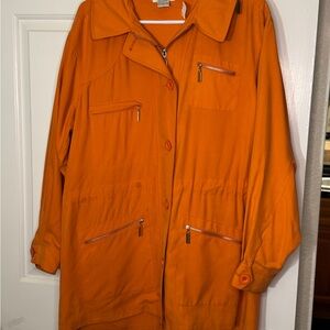 Vintage Neiman Marcus Silk Utility Safari Jacket Orange M